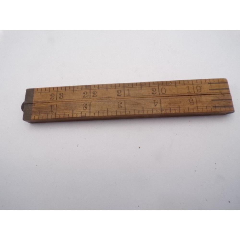 Antique Upson Nutco No 68 Boxwood 2 Foot 4 Fold Folding Ruler Brass Joints - Picture 2 of 3